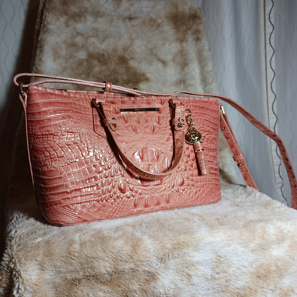 Melbourne Collection Duxbury Crocodile-Embossed Leather Satchel Bag